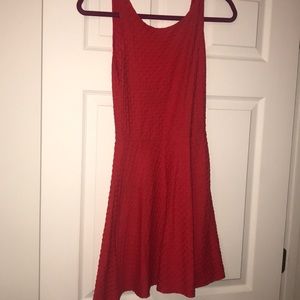 red skater dress